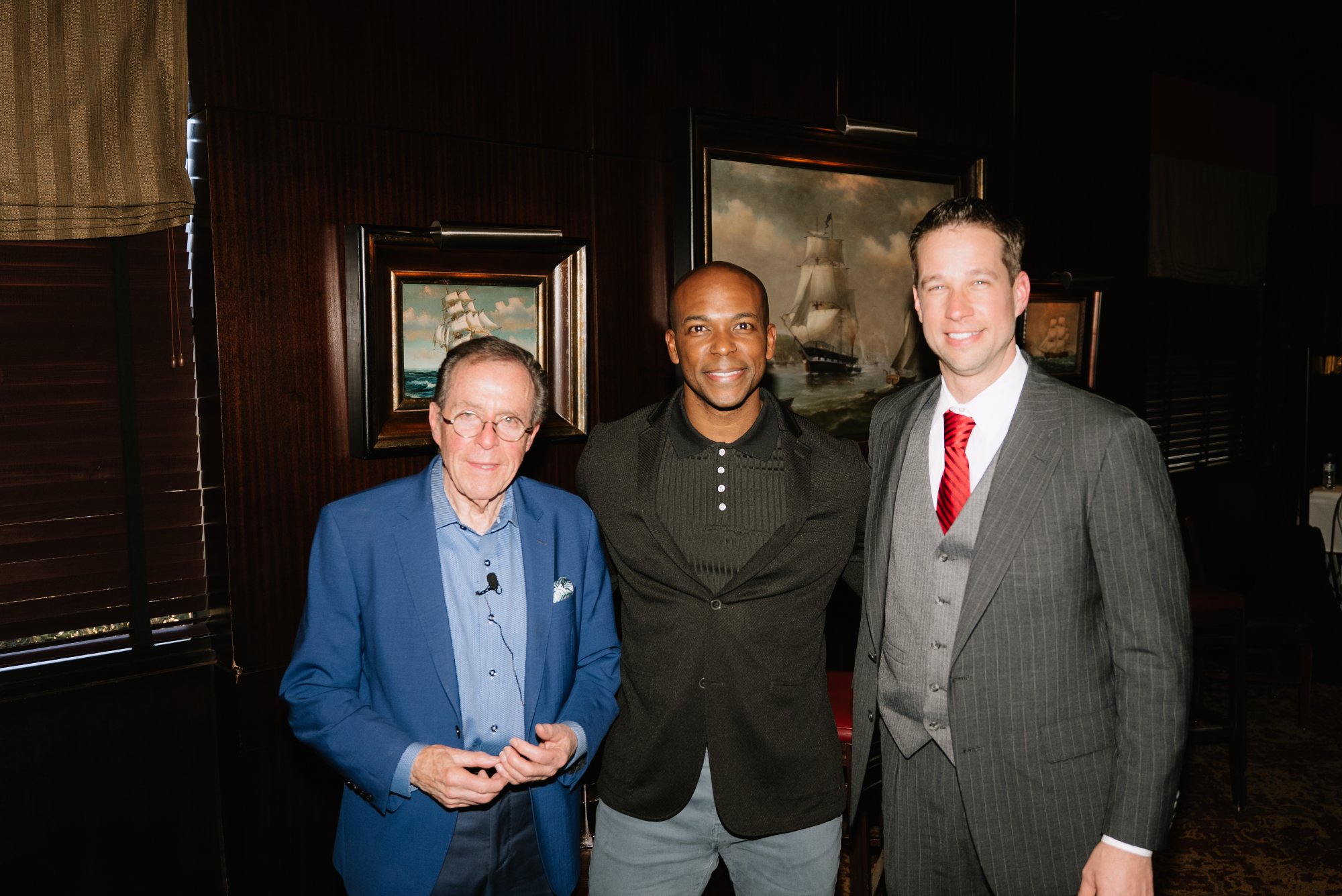 Horst Schulze, Trey McKnight, and Leroy Hite at the fireside event