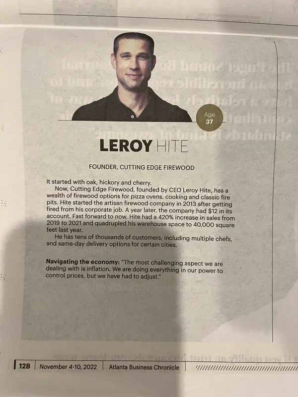Atlanta Business Chronicle 40 Under 40 profile of Leroy Hite